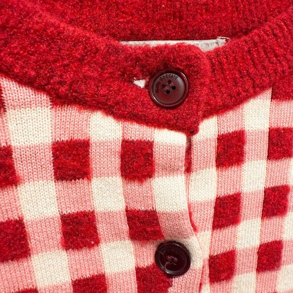 MOLLY GODDARD Red and White Checkered Cardigan - Picture 6 of 11